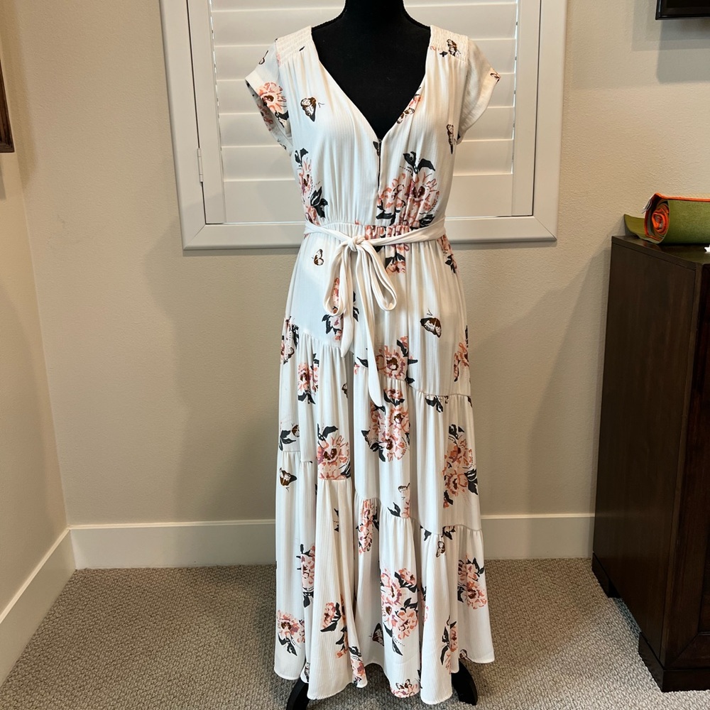 Free People White Floral Dress Long